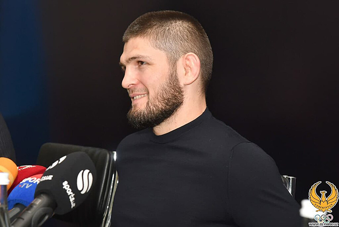 Khabib Numargamedov at a press conference