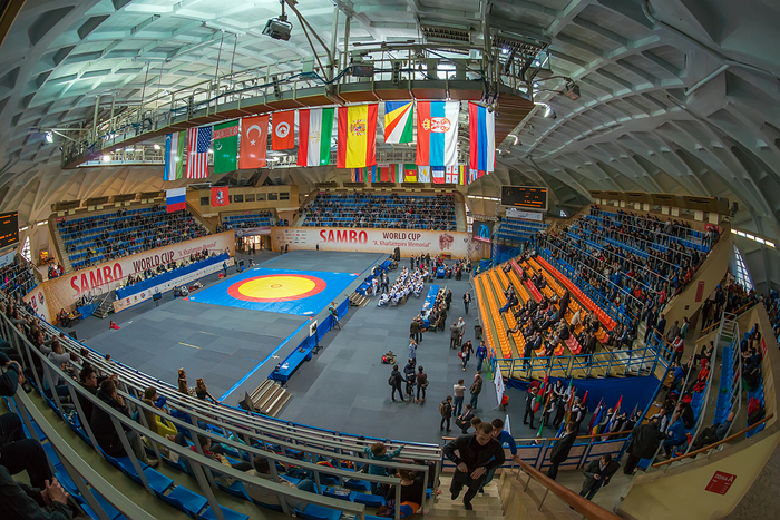 This is a view of a Sambo tournament arena