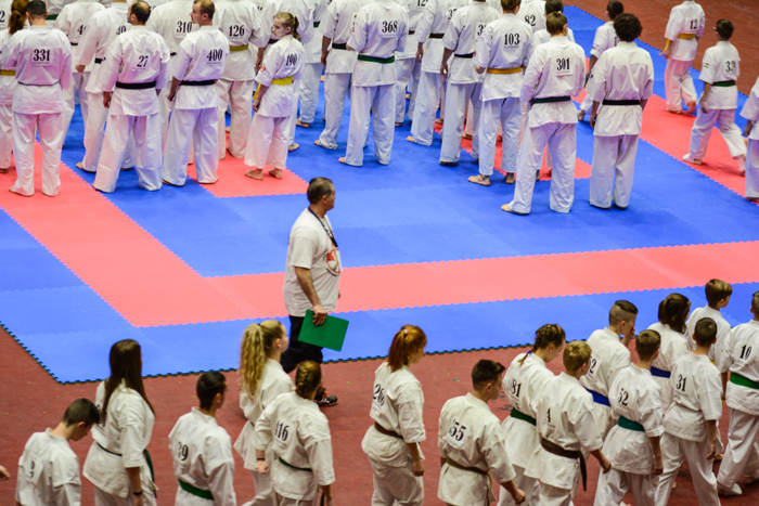 Karate students at a tournament