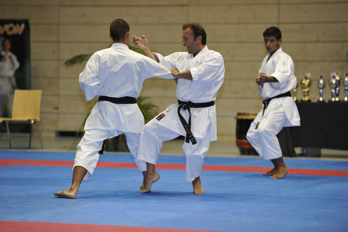 Shotokan practitioners demonstrating karate