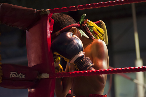 Muay Thai fighter performing the Wai Kru