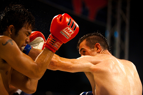 A Muay Thai fight taking place