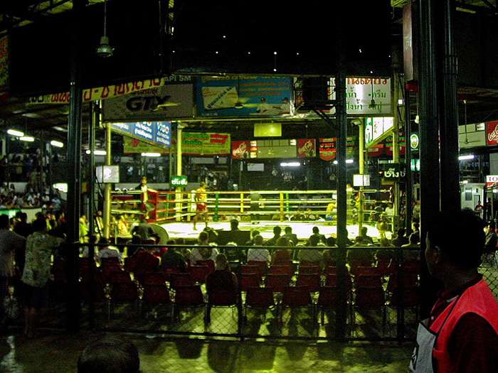 This is an old photo of Lumpinee Boxing Stadium