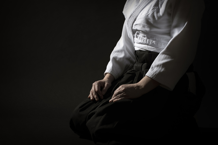 Aikido practioner dressed in a Aikido Hakama