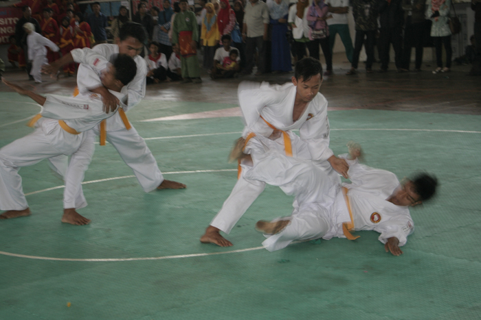 Students training Silat techniques