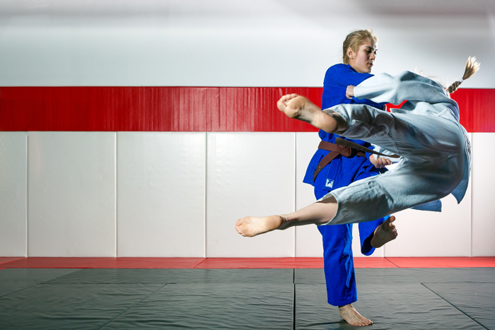 Judokas practicing Judo in a training environment