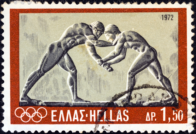 A Greek Stamp showing Pankration