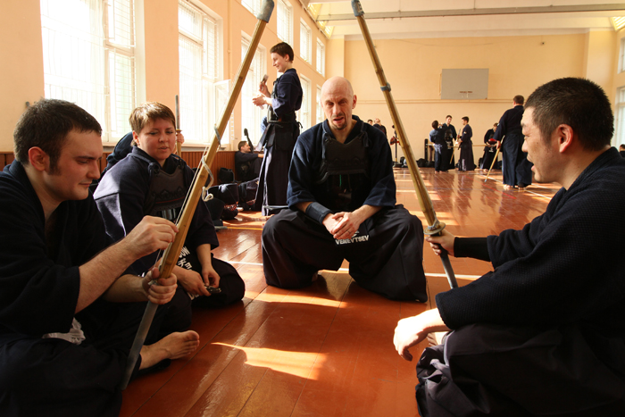 Kendo practitioners during practice