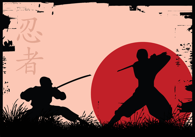 Two Ninjas facing each other in an illustration