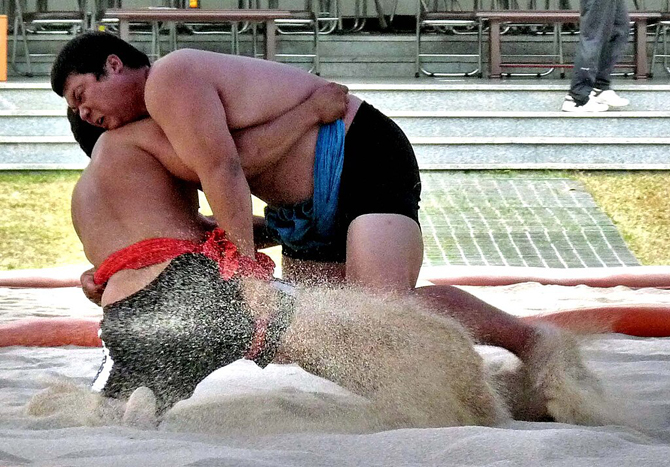 Ssireum wrestlers competing against each other