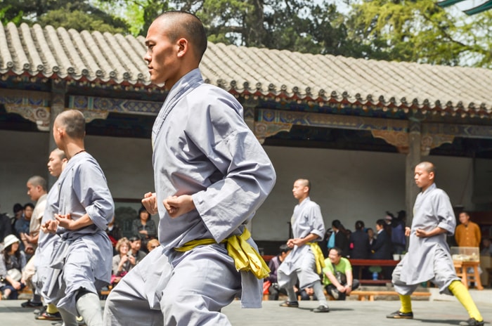 Shaolin Kung Fu students practicing their techniques