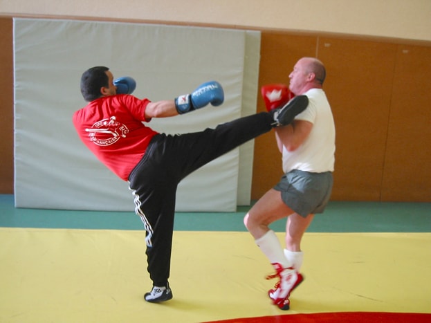 Savate practitioners sparring