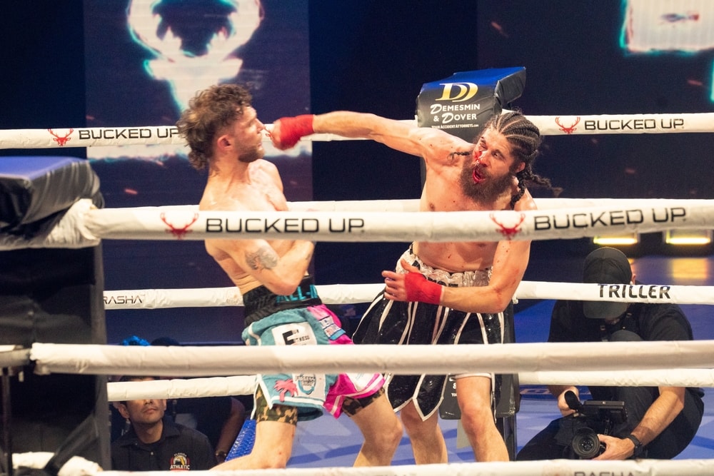 Bare knuckle fighting taking place in a ring